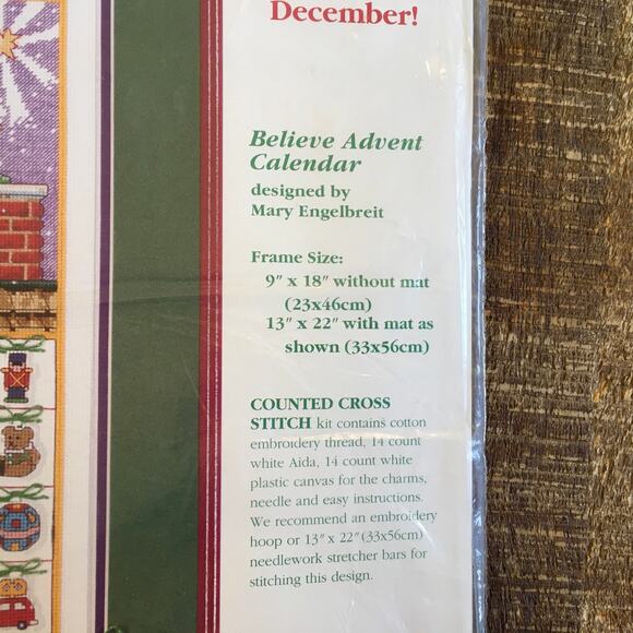 Dimensions Cross Stitch Kit Believe Advent Calendar Mary Engelbreit COMPLETE - Picture 3 of 4